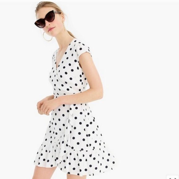 J. Crew Dresses & Skirts - NWT J.Crew Ruffle-Front Mini Dress in Soft Rayon Polka